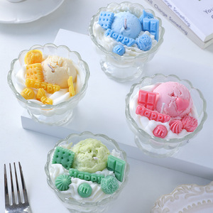 Glass Dessert <b>Cup</b> Ice Cream Scented Candle Cream Styling Desktop Atmosphere Aroma Holiday Present Ornament - Product Image 3