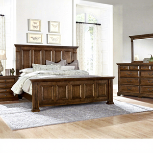 <span class=keywords><strong>Letto</strong></span> <span class=keywords><strong>Matrimoniale</strong></span> in Legno Massello Stile Country Americano, Testiera Alta 1,8m, Set Camera da <span class=keywords><strong>Letto</strong></span> Vintage per Villa - Product Image 1