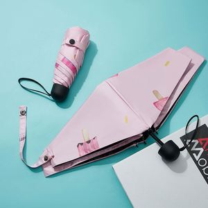 Petit parapluie de poche pliable en cinq sections, noir, en vinyle, manuel, anti-UV, double usage soleil/pluie, ultra-léger, format capsule, pour affaires - Product Image 4
