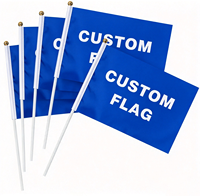 Drapeau miniature personnalisé à agiter à la main en polyester, petit drapeau à tenir avec logo, vente en gros pour les jours sportifs, les matchs, les événements d'entreprise