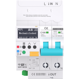 TUYA Wifi Rcbo 10ka スマートサーキットブレーカー Wifi DINレールタイマー リモートコントロール ワイヤレス インテリジェント 自動再閉路 スマート - Product Image 1