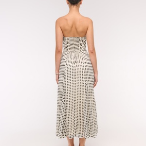 Vestido Midi sin Tirantes con Volantes, 100% Algodón, Estampado Floral, Casual, Transpirable, Cintura Natural, para Verano - Product Image 2