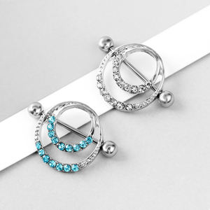 Zesen nouveau acier inoxydable <span class=keywords><strong>Fine</strong></span> Piercing bijoux nouveau rond cristal pierre mamelon bijoux en gros disponible - Product Image 4