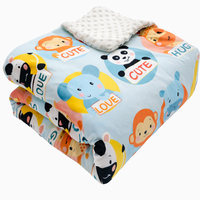 Baby-Beruhigungsdecke mit Zootier-Muster, Dreischichtig, Schwergewichtig, Sensorische Minky-Dot-Weiche Säuglingsbettwäsche, GRS OEKO TEX Fabrik SKU