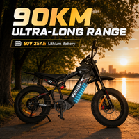 Vélo électrique Voltvibe EB-M2 2000W 60V avec batterie au lithium, pneus larges de 20 pouces, suspension intégrale, tout-terrain, montagne/ville, haute vitesse