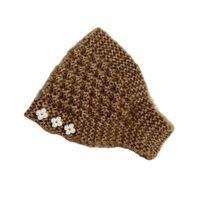 Topi Kupluk Rajut Tangan Wanita Dewasa Musim Gugur Musim Dingin, Penutup Rambut Putih, Pelindung Telinga Hangat, Kancing, Desain Nanas Baru, Serbaguna