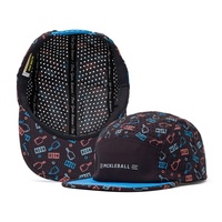 Casquette de camping en nylon avec patch tissé personnalisé et trous perforés, casquette de sport légère à 5 panneaux pour la course, casquette en nylon multicolore avec surpiqûres