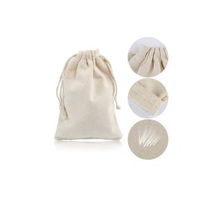 Bolsa de Tela de Algodón Muselina Orgánica Reciclada Beige con Logotipo Personalizado, Bolsa con Cordón de Algodón con Logotipo - Product Image 1