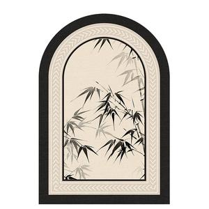 Alfombra de Entrada de Lujo con Diseño Arqueado, de Lana Belga con Patrón de Bambú, Estilo Minimalista - Product Image 1