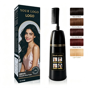 Crème colorante permanente pour cheveux à l'extrait d'herbes naturelles avec pinceau intégré, logo personnalisé, qualité professionnelle - Product Image 1