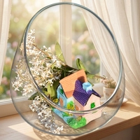 Vase en verre borosilicate à bouche oblique décoratif moderne pour plantes succulentes