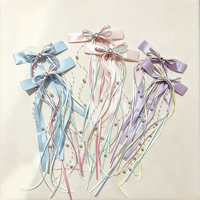 Nouvelles pinces à cheveux populaires avec longs nœuds à pampilles, ruban français et perles, style ballet, pour mèches latérales, accessoires pour franges de filles mignonnes