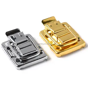 Penjualan terlaris casing aluminium pengait gesper perangkat keras gerendel pelat emas untuk kotak dada alat koper gesper kabinet kunci pas