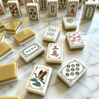 Juego de Mahjong de Lujo Personalizado con 160 Fichas de Mahjong Personalizadas, Juego de Mahjong Americano Grabado para Entretenimiento Familiar y Club