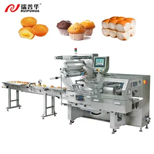 High Quality Full Belt Automatic Feeding Flow Wrappers For Muffins Cake Bread Bakery