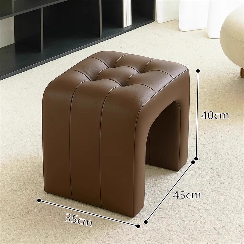 Tabouret en cuir N grand marron [hauteur 40cm]