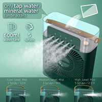 Ventilateur de refroidisseur d'air évaporatif portatif ACF-01 avec réservoirs d'eau de 600ML 3 vitesses du vent brume fraîche 1/2/3H minuterie 7 couleurs lumière LED intérieure