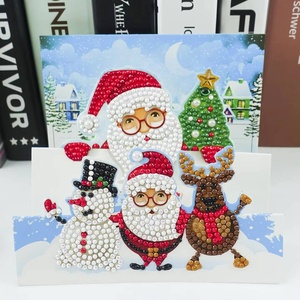 Kit de 8 cartes de vœux de Noël à peindre au diamant 5D, avec forets ronds, en papier, pour l'art DIY - Product Image 1