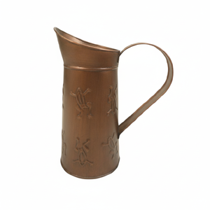 Design gaufré grenouille marron peint arrosoir en métal extérieur décoratif aspect moderne fait à la main décor de jardin arrosoir en métal - Product Image 1