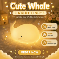 Lampe de nuit pour enfants, lumière de nuit en silicone souple pour bébé, rechargeable par USB, lumière LED portable en forme d'animal pour la chambre des enfants, chevet, cadeau de Noël