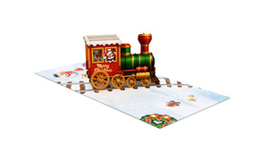 3D Pop Up Greeting Card Cute Cartoon Christmas Locomotive Train Kirigami Holiday Cards Wholesale - Product Image 2