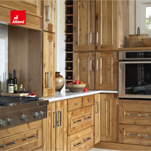Bon <span class=keywords><strong>prix</strong></span> Personnalisé Teinté Rustique Noueux Bois Massif Nature Bois Shaker Conception d'armoire de cuisine avec îlot Cuisine Fonctionnelle - Product Image 6