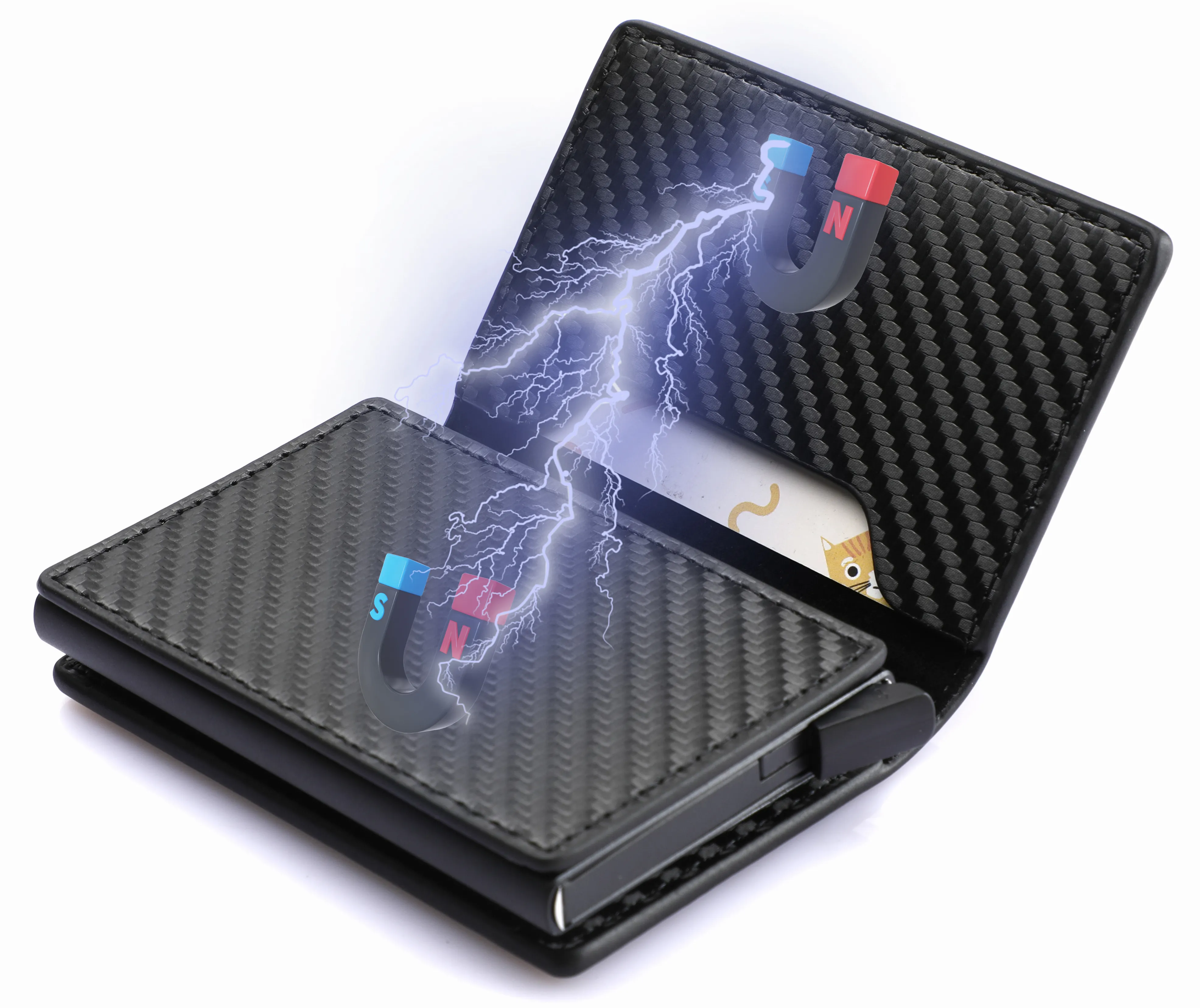 Porte-cartes en fibre de carbone portefeuille hommes personnalisé Rfid noir magique ultra-mince mini portefeuille petit sac d'argent portefeuille pour hommes