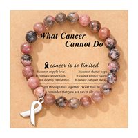 RisingMoon nouveau Offre Spéciale rouge rayure pierre arc ruban Bracelet à breloques pierre naturelle Bracelet de sensibilisation au Cancer du sein avec carte