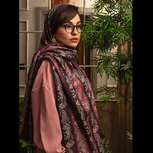 Vertical Paisley Stripe & Ethnic Floral Ornament Natural Breathable Cotton Silk Blend Shawl Hand Rolled Edge Lightweight Summer - Product Image 1