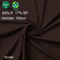 Tissu jersey de yoga certifié GRS 250 GSM, doux comme du beurre, tricoté, 83 % polyester recyclé, 17 % élasthanne, anti-transparence, interlock, pour le sport