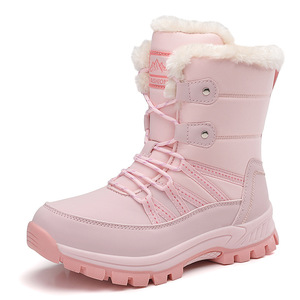 Bottes d'hiver pour l'extérieur, doublure épaisse en fourrure, mi-mollet, à lacets, antidérapantes, pour la marche sur la neige - Product Image 6