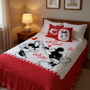 Juego de Edredón Doble Minnie Love, 100% Algodón, Apliques de Poliéster Bordados, Ropa de Cama de Dibujos Animados para el Hogar, para Todas las Temporadas - Product Image 2