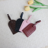 Étiquette de bagage en cuir PU à motif crocodile, accessoire anti-perte pour les voyages d'affaires et les déplacements