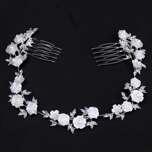 Elegant Rose Alloy Wedding Tiara With Diamond Accents And Multi-Style Bridal Hair Comb