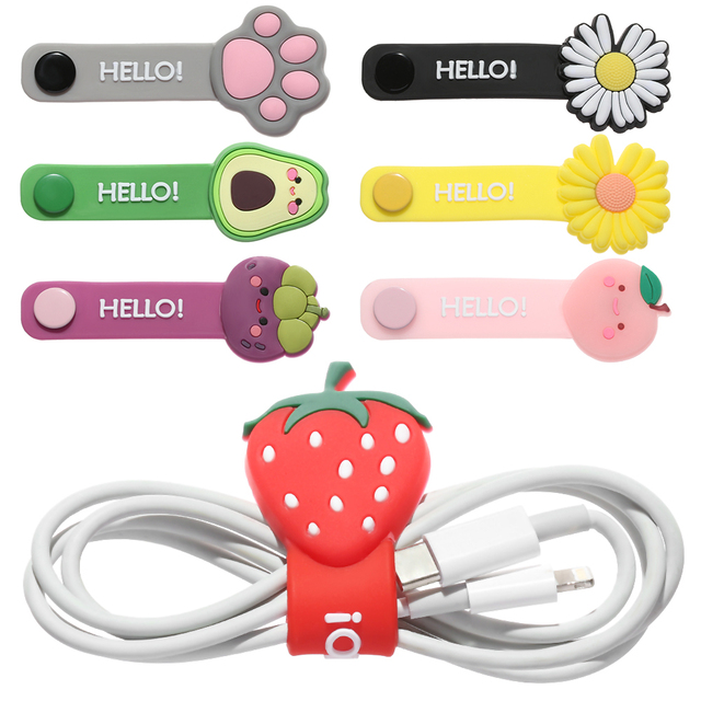 Cute Fruit Flower Cable Winder Multifunction Cable Organizer Cable Protector Bookmark Headset Data Line Storage Cord Protector
