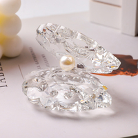 Figurines d'animaux gravées en verre transparent en forme de coquillage, ornées de perles de cristal AB colorées, faites à la main, pour cadeau de mariage ou décoration intérieure