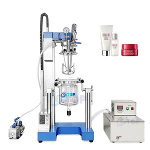 5 Liter Laboratory Reactor Glass Stainless Steel Vacuum Emulsifying Mixer Cosmetic Cream Visual Lotion Homogenizing Emulsifier