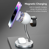 4in1 Multifonction Bureau Magnétique Support de Charge Dock Stand Chargeur Sans Fil Pour Android iPhone Airpod iWatch