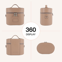 Étui à maquillage personnalisé en cuir véritable de haute qualité, motif galet, double fermeture éclair, style ovale, organisateur de cosmétiques pour femmes