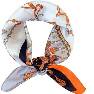 No MOQ Designer Square Silk Twill Custom 100% Silk Scarves For Women Digital Printing Women Scarf Silk Scarf