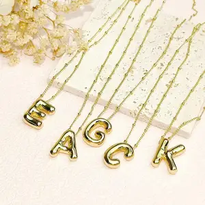 New Fashion Cute 26 Capital Letter Bubble Pendant Plated In Real Gold Letter Necklace Gifts for Women to My Dauther