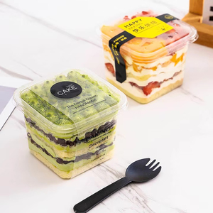 प्लास्टी वर्ग डिस्पोजेबल मिठाई कप के साथ प्लास्टी स्क्वायर डिस्पोजेबल मिठाई कप केक पैकेजिंग बॉक्स - Product Image 3