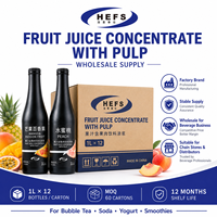 Fruitconcentraat met vruchtvlees, gekleurd, 1L flessen, 12-pack voor Bubble Tea, VS, MY, RU, groothandel, OEM