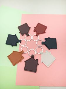 Leather House Shape Keychain Black Brown Beige Fashion <b>Key</b> <b>Ring</b> Irregular Design - Product Image 4