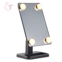 Nouveaux produits intelligents miroir de maquillage de bureau debout à 4 ampoules personnalisé avec lumière LED