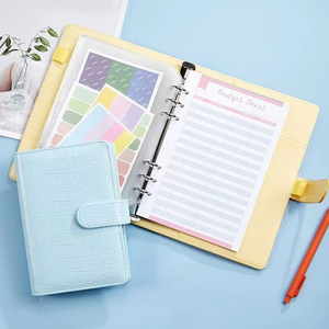 A6 da Ngân Sách bindering 6 nhẫn kế hoạch Pebble PU Bìa máy tính xách tay với flyleaf tấm Dây Kéo Túi biểu tượng tùy chỉnh tổ chức - Product Image 3