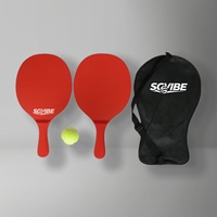 Ensemble de raquettes de plage SCVIBE en MDF peint en rouge avec balle de tennis, raquette de jeu durable 40x22cm, divertissement familial en plein air, sports