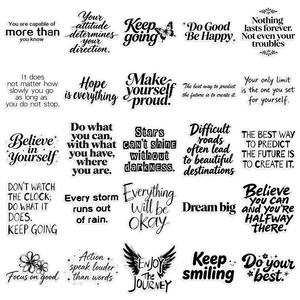 50 Adesivi Impermeabili Fustellati Semplici Originali in Bianco e Nero con Parole Motivazionali in Inglese per Quaderni e Pareti - Product Image 3