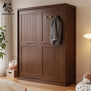 factory wholesale low price customize large stock ready to ship <b>clothes</b> cabinet new design bedroom furniture wood slide wardrobe - Product Image 6