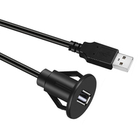 Câble d'extension USB 2.0 mâle à femelle durable pour tableau de bord, montage sur panneau encastré pour voiture, camion, bateau, vente en gros